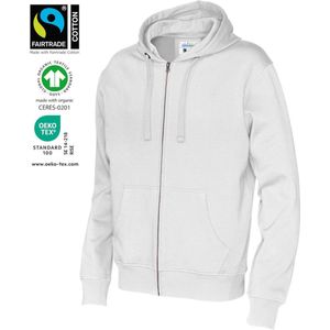 Cottover HOODIE FULL ZIP MAN - GOTS GECERTIFICEERD 141010 - Wit - 4XL