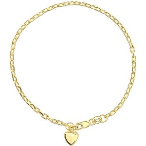 Miore® - Gouden Schakel Armband met Hart Hanger - Dames - 14 Karaat Goud - 19 cm - Handgemaakte Hoogwaardige Sieraden