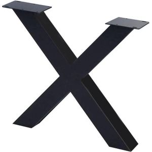 Zwarte stalen X tafelpoot voor buiten 72 cm (koker 10 x 10)