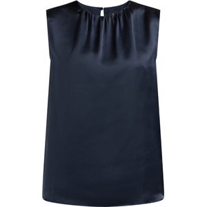 DreiMaster Klassik - Blouse - Glanzend - Mouwloos - Geplooide Ronde Halslijn