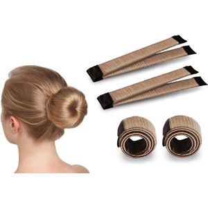 Magic Bun Maker | Set - 2 stuks + Haarelastiek | Lichtbruin | Maak De Perfecte Knot | Fashion Favorite