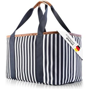 Boodschappenmand | Opvouwbare boodschappentas met PU-lederen handvat | Ideaal als picknickmand shopper of draagtas | 30 liter picnic basket