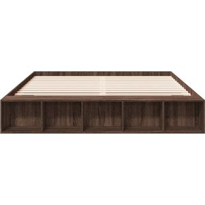 vidaXL - Bedframe - bewerkt - hout - bruin - eikenkleur - 200x200 - cm