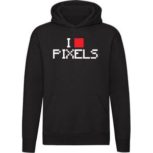 I Love Pixels Hoodie - gamer - computer - retrogaming - console - retro - old school - game - liefde - video game - grappig - unisex - trui - sweater - capuchon