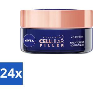 24 x NIVEA - Nachtcrème - CELLular Expert Lift Anti-Veroudering - Voor alle huidtypes - Met Bakuchiol & Hyaluronzuur - Verhoogt collageen & anti-rimpel - 50 ml - Nivea Anti-rimpel Crème - Nachtcrème - Bakuchiol - Hyaluronzuur - Collageen