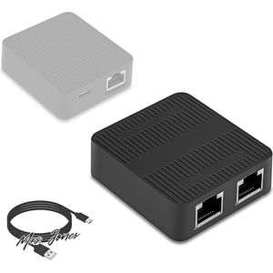 Mrs. Jones Ethernet-splitteradapter 1 naar 2 WiFi Extender Network Splitter met Type C Netsnoer voor Computer Hub Switch Router ADSL set-top box enz. .