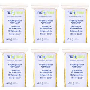 Nooddeken / Reddingsdeken – 6 Stuks - Zilver Goud – Warmtedeken – Isolatiedeken voor EHBO, Auto & Outdoor – 210×160 cm – Herbruikbaar