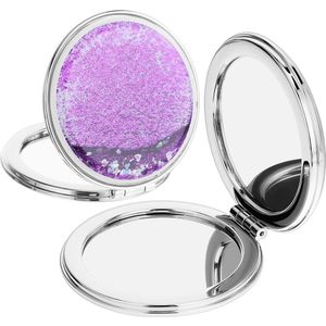 2pcs Portable Mirror Mini Folding Makeup Mirror Travel Compact Mirror Hand Mirror Small Round Pocket Mirrors