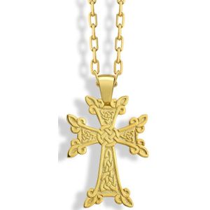 Trinity Knopen in Keltisch kruis hanger ketting Gold Polished 18 inches