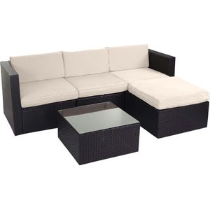 Cosmo Casa Poly Rattan Set - Tuinset - Sofaset - Bruin - Crème - Bekleding - Zonder Sierkussens/Afdekking