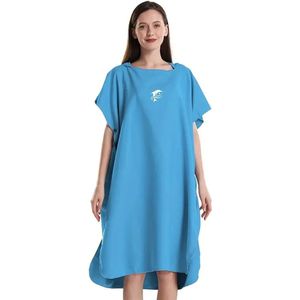 Bovista Surf Poncho - Dames - Heren - Omkleed Handdoek - Volwassenen - Zacht - Poncho - Blauw