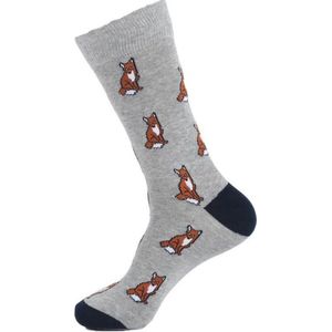Sokken Heren grijs print vos Maat 40-46