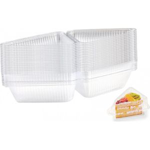 Taartdoos - Cake doos - 50 stuks - Gebaksdoos - Doorzichtige individuele taartpuntdozen - individuele verpakkingen voor cake/cheesecake/sandwiches/taart/salade/kaas - Geschikt voor thuis bakken/feest/taarten