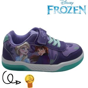 Disney - ""Frozen"" sneakers met lichtjes voor meisjes - maat 30 - ""Always Close To The Heart"" - velcro/klittenbandsluiting - lila paarse kinderschoenen ""Elsa & Anna"" ledlicht