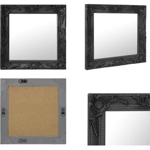 vidaXL Wandspiegel barok stijl 50x50 cm zwart - Wandspiegel - Wandspiegels - Spiegel - Badkamerspiegel