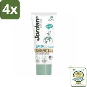 Jordan - Tandpasta - Junior - Green Clean - Vanaf 6 jaar - Met Fluoride - Voordeelverpakking - 4 stuks - Natuurlijke tandpasta - Milieuvriendelijke tandpasta