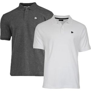 2-Pack Donnay Polo - Sportpolo - Heren - Charcoal marl/White - maat XL