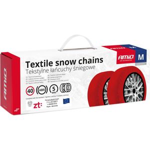 AMiO Textiele Sneeuwkettingen/Sneeuwsokken voor Autobanden M - EN16662-1 / Önorm V5121 Rood (2 stuks)