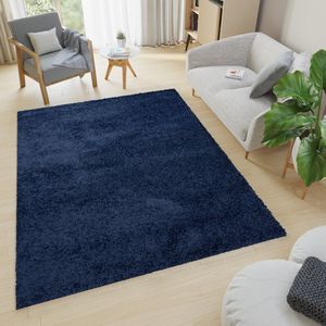 Tapiso Essence Vloerkleed Blauw Hoogpolig Shaggy Tapijt Maat- 240x330