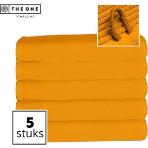The One Towelling Classic Strandlakens - 100 x 180 cm - 5 Stuks - Voordeelverpakking - Hoge vochtopname - 100% Gekamd katoen - Okergeel