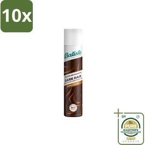 10 x Batiste - Dark & Deep Brown - Droogshampoo - Speciaal Voor Donkerbruin Haar - Verfrist en Geeft Volume - 200ml - Grootverpakking - Droogshampoo - Donker Haar - Vet Haar - Volume - Textuur