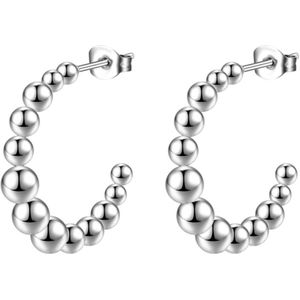 oorbellen dames - oorringen - bolletjes - zilverkleurig - stainless steel - luxe - 26 mm - cadeau voor vrouw - Liefs Jade