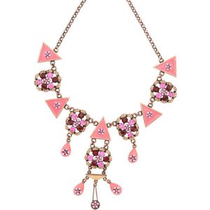 Behave Dames ketting roze met hangertjes 45 cm