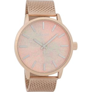 Rosé goudkleurige OOZOO horloge met rosé goudkleurige metalen mesh armband - C9658