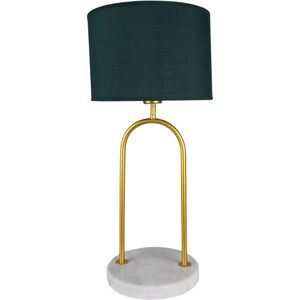 Bureaulamp Ø 28x62 cm Groen Goudkleurig Ijzer Textiel Tafellamp