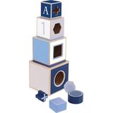Jipy Houten Stapeltoren + 4 Blokken Blauw
