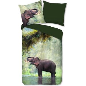 Zachte Dekbedovertrek Eenpersoons Olifant | 140x200/220 | Soepel En Kleurecht | Dubbele Instroptrook