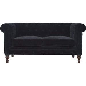 zwarte fluwelen Chesterfield-bank