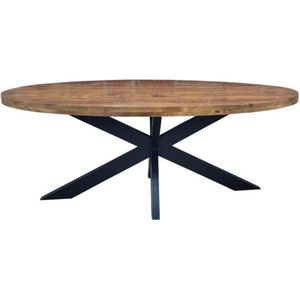 Bircim – Bruine geoliede Ovale Mango Tafel – 180 x 100 x 80 x 6 cm – voor binnen en buiten