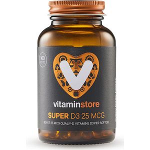 Vitaminstore - Super D3 25 mcg vitamine D - 100 softgels