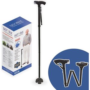 Opvouwbare wandelstok met LED verlichting - 5 hoogtes instelbaar, antislip grip, lichtgewicht, medisch hulpmiddel voor senioren en gehandicapten