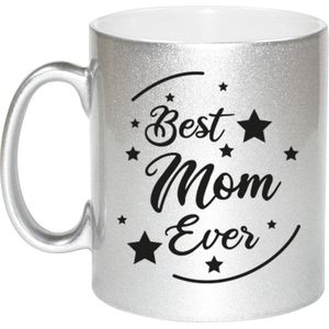 Best Mom Ever cadeau koffiemok / theebeker - zilverkleurig - 330 ml - verjaardag / Moederdag / bedankje