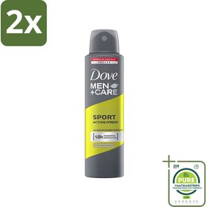 Dove - Deodorant - Men Care Sport Active Fresh - Verfrissend en energiek - 150 ml - Voordeelverpakking - 2 stuks - Deodorant - Mannen deodorant