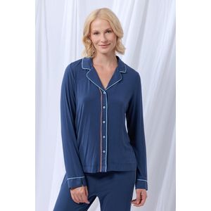 Lords & Lilies pyjama dames doorknoop - donkerblauw - 252-50-XPE-Z/831 - maat M