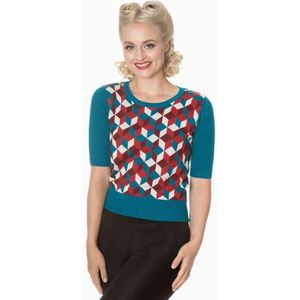 Dancing Days - RETRO CUBE Gebreide trui - 3XL - Blauw