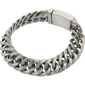 Bukovsky - Geborstelde Stalen Heren Armband - ""Prestige Small"" - 23 cm - Zilverkleur - Mat - Rvs - 316L Stainless Steel