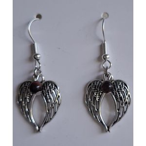 Oorbellen ""Tijgeroog Rood"" Engelenvleugels