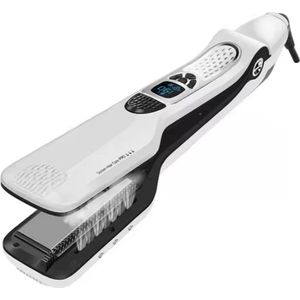 Stoomstijltang 5.0 - Professionele Haarstijltang met Stoom - Keramische Platen - Stijltang 2025 Voor Krullend & Droog Haar - Ionische Stoomstijltang Anti Pluis - 230 graden - Wit - Snelle Opwarming - Haarverzorging & Styling - Inclusief accessoires