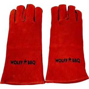 WOLFF BBQ |Houtkachel |Openhaard handschoenen |BBQ Handschoenen om warme en hete voorwerpen op te pakken Rood