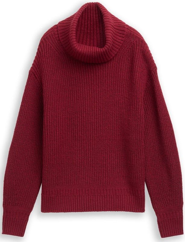 TOM TAILOR - Coltrui - Rood Gemêleerd - Lange Mouw - Losse Pasvorm