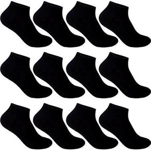 Teckel sneaker sokken 12 paar katoen naadloos - zwart - 39/42