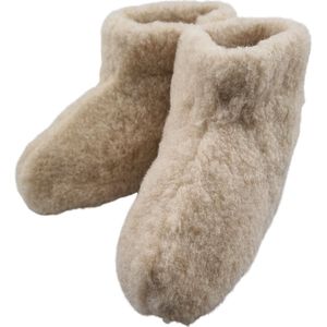 Wollen sloffen - echt schapenwol - heerlijk warm - hoog model - beige in maat 41