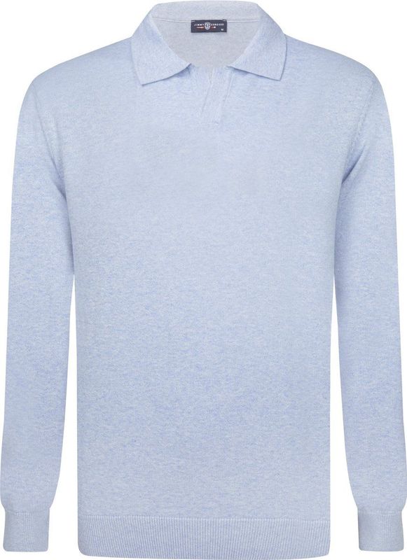 Jimmy Sanders - Gebreide Polo Trui - Blauw - 100% Katoen - Heren