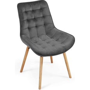 Eetkamerstoel - Eetkamerstoelen - Keukenstoelen - Set van 6 - Donkergrijs