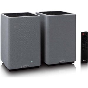 Lenco Hifi Speaker - Boekenplank speakers met Bluetooth - 80W - 2 stuks - Stereo set - SPB-240BKGY - Zwart/Grijs