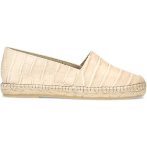 Manfield - Dames - Beige leren espadrilles met crocoprint - Maat 36